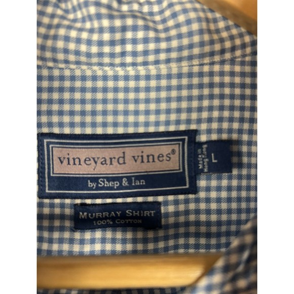 Vineyard Vines Shirt Mens Large Blue Gingham  Murray 100% Cotton Button Down - Picture 4 of 9